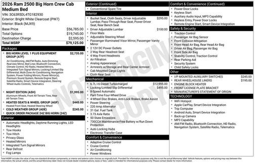 2026 RAM 2500 Big Horn Crew Cab 4x4 6'4' Box