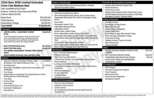 2026 RAM 3500 Limited Mega Cab 4x4 6'4' Box