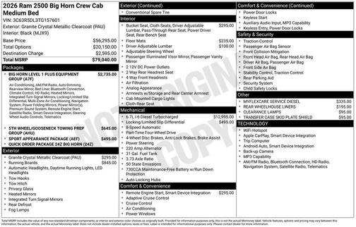 2026 RAM 2500 Big Horn Crew Cab 4x4 6'4' Box