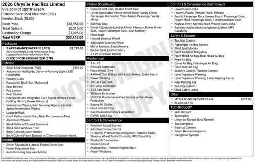 2026 Chrysler Pacifica Limited