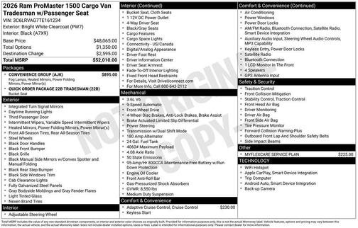 2026 RAM ProMaster 1500 Low Roof