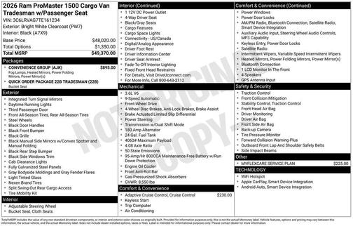 2026 RAM ProMaster 1500 Low Roof