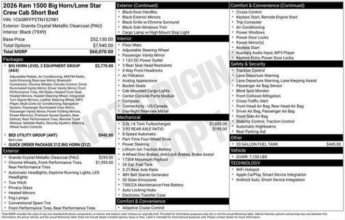 2026 RAM 1500 Big Horn/Lone Star