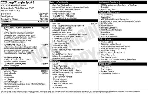 2024 Jeep Wrangler Sport S