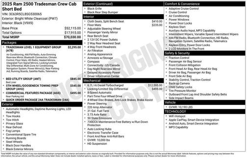 2025 RAM 2500 Tradesman Crew Cab 4x4 6'4' Box