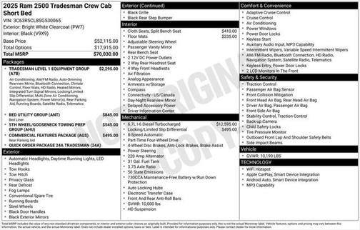 2025 RAM 2500 Tradesman Crew Cab 4x4 6'4' Box