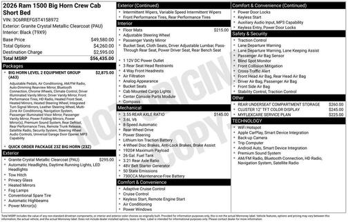 2026 RAM 1500 Big Horn/Lone Star
