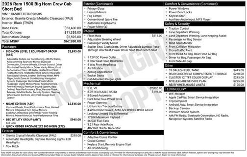 2026 RAM 1500 Big Horn/Lone Star
