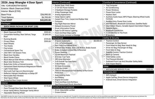 2026 Jeep Wrangler Sport