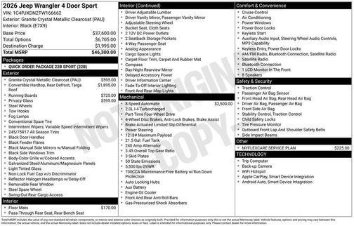 2026 Jeep Wrangler Sport