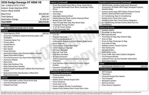 2026 Dodge Durango GT HEMI V8 AWD