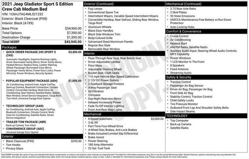 2021 Jeep Gladiator Sport S