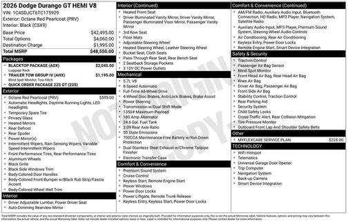 2026 Dodge Durango GT HEMI V8 AWD