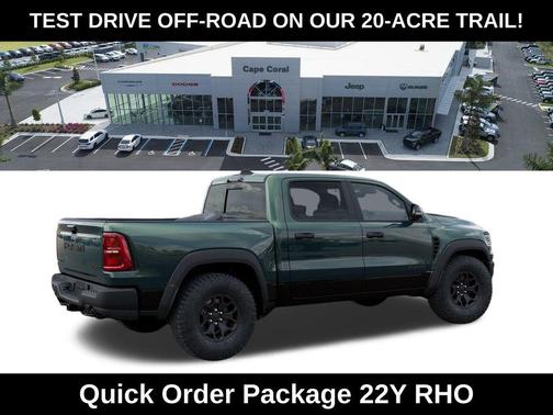 Serrano Green Metallic 2026 RAM 1500 RHO Crew Cab 4x4 5'7' Box