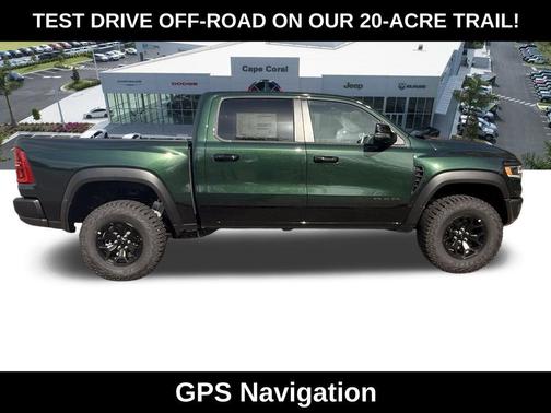 Serrano Green Metallic 2026 RAM 1500 RHO Crew Cab 4x4 5'7' Box