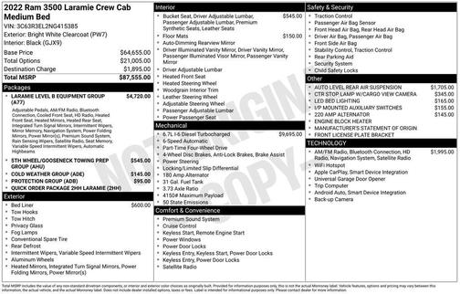 2022 RAM 3500 Laramie Crew Cab 4x4 6'4' Box