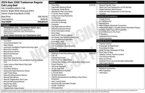 2024 RAM 2500 Tradesman Regular Cab 4x4 8' Box
