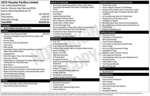 Ceramic Gray Clearcoat 2023 Chrysler Pacifica Limited