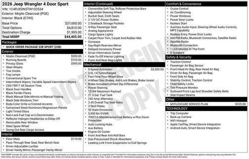 2026 Jeep Wrangler Sport