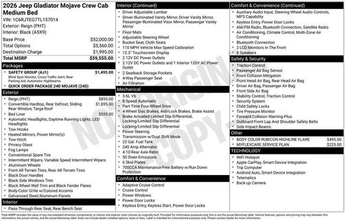 2026 Jeep Gladiator Mojave 4x4
