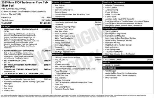 2025 RAM 2500 Tradesman Crew Cab 4x4 6'4' Box