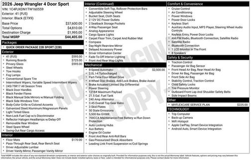 2026 Jeep Wrangler Sport