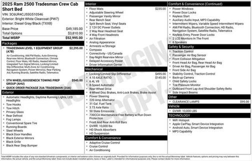 2025 RAM 2500 Tradesman Crew Cab 4x2 6'4' Box