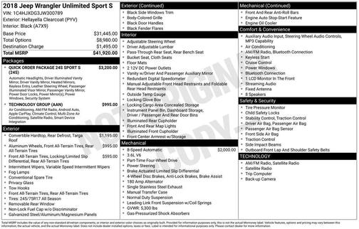 2018 Jeep Wrangler Unlimited Sport