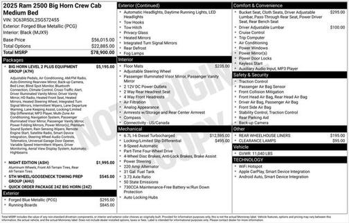 2025 RAM 2500 Big Horn Crew Cab 4x4 6'4' Box