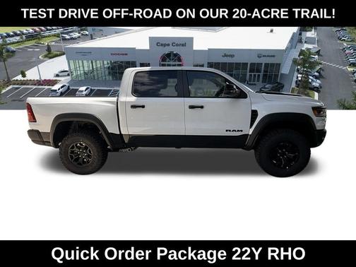 Bright White Clearcoat 2026 RAM 1500 RHO Crew Cab 4x4 5'7' Box