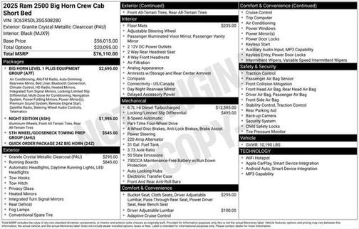 2025 RAM 2500 Big Horn Crew Cab 4x4 6'4' Box