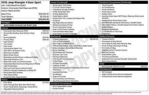 2026 Jeep Wrangler Sport