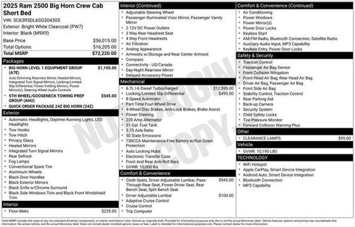 2025 RAM 2500 Big Horn Crew Cab 4x4 6'4' Box