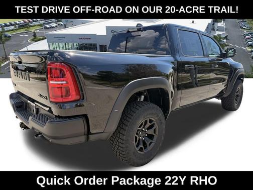 Diamond Black Crystal Pearlcoat 2026 RAM 1500 RHO Crew Cab 4x4 5'7' Box