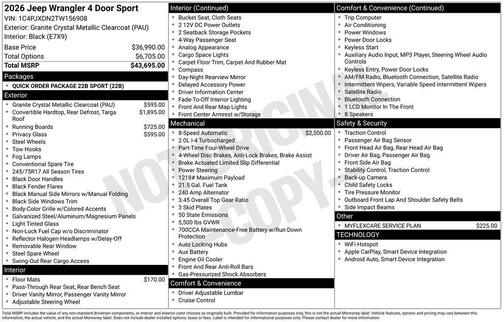 2026 Jeep Wrangler Sport