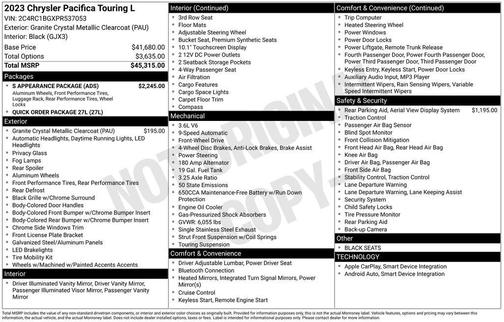 2023 Chrysler Pacifica Touring L