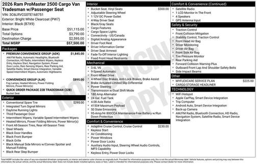 2026 RAM ProMaster 2500 Tradesman