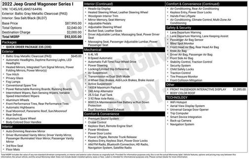 Diamond Black Crystal Pearlcoat 2022 Jeep Grand Wagoneer Series I 4x4