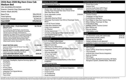 2026 RAM 2500 Big Horn