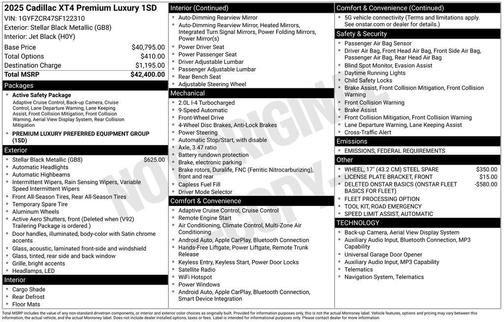 2025 Cadillac XT4 Premium Luxury