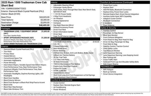 Diamond Black Crystal Pearlcoat 2025 RAM 1500 Tradesman