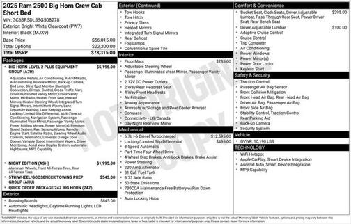 2025 RAM 2500 Big Horn Crew Cab 4x4 6'4' Box