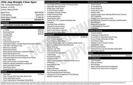 2026 Jeep Wrangler Sport