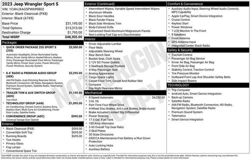 Black Clearcoat 2023 Jeep Wrangler Sport S