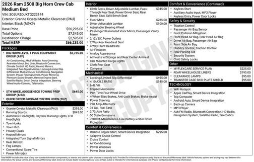 2026 RAM 2500 Big Horn
