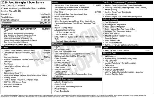 2026 Jeep Wrangler 4-Door Sahara 4x4