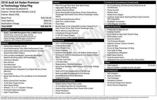 2018 Audi A4 2.0T Premium