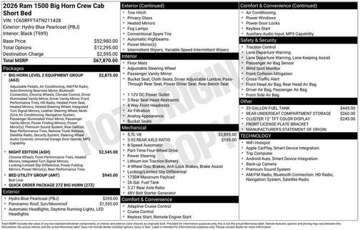 2026 RAM 1500 Big Horn/Lone Star