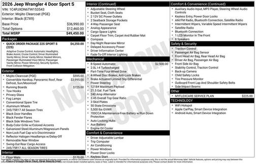 2026 Jeep Wrangler Sport S
