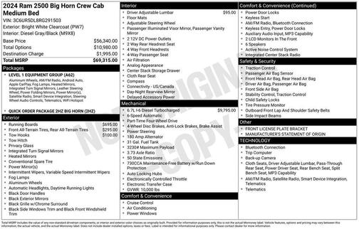 Bright White Clearcoat 2024 RAM 2500 Big Horn Crew Cab 4x4 6'4' Box
